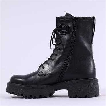Gabor Merry Chunky Laced D Ring Boot - Black Leather