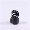 Gabor Drama Wedge Ring Buckle Sandal - Black Leather