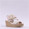 Gabor Lapel Square Buckle Wedge Sandal - Off White Suede