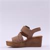 Gabor Lapel Square Buckle Wedge Sandal - Peanut Suede