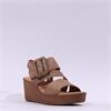 Gabor Lapel Square Buckle Wedge Sandal - Peanut Suede