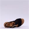 Gabor Lapel Square Buckle Wedge Sandal - Black Suede