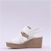 Gabor Lapel Square Buckle Wedge Sandal - Latte Leather