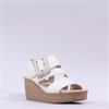Gabor Lapel Square Buckle Wedge Sandal - Latte Leather