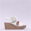 Gabor Lapel Square Buckle Wedge Sandal - Latte Leather