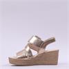 Gabor Lapel Square Buckle Wedge Sandal - Champagne