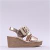 Gabor Lapel Square Buckle Wedge Sandal - Champagne
