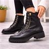 Gabor Countdown Lace Zip Military Boot - Black Gold Leather