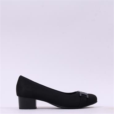Jana Zatora Block Heel Link Court Shoe - Black