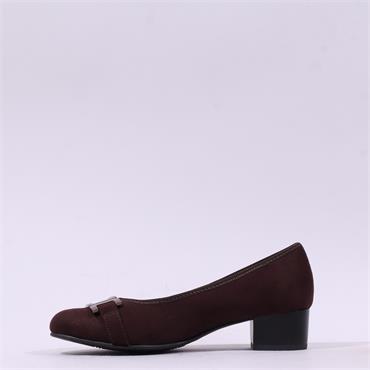 Jana Zatora Block Heel Link Court Shoe - Mocca
