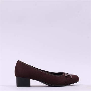 Jana Zatora Block Heel Link Court Shoe - Mocca
