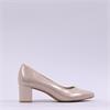 Jana Nebu Block Heel Court Shoe - Beige Metallic