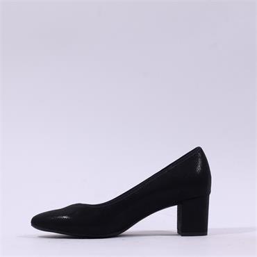 Jana Nebu Block Heel Court Shoe - Black Metallic