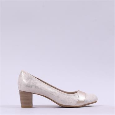 Jana Abura Diamante Band Court Shoe - Beige Gold