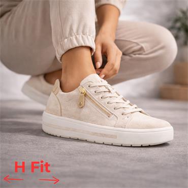 Jana Sitane Elasticated Lace Trainer - Beige Metallic