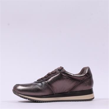 Jana Somon Laced Side Zip Trainer - Pewter Leather