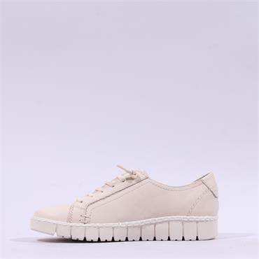 Jana Luna Bungee Lace Side Zip Trainer - Beige Leather