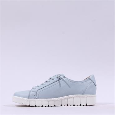 Jana Luna Bungee Lace Side Zip Trainer - Light Blue Leather