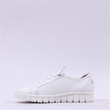 Jana Luna Bungee Lace Side Zip Trainer - White Leather