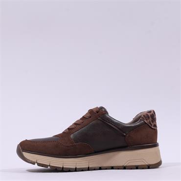 Jana Kalo Laced Side Zip Trainer - Mocca Combi