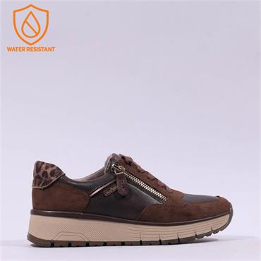 Jana Kalo Laced Side Zip Trainer - Mocca Combi