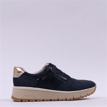Jana Kalo Laced Side Zip Trainer - Navy