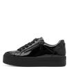 Jana Laced Platform Trainer Side Zip - Black Patent