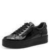 Jana Laced Platform Trainer Side Zip - Black Patent