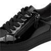 Jana Laced Platform Trainer Side Zip - Black Patent