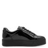 Jana Laced Platform Trainer Side Zip - Black Patent
