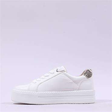 Jana Laced Platform Trainer Side Zip - White