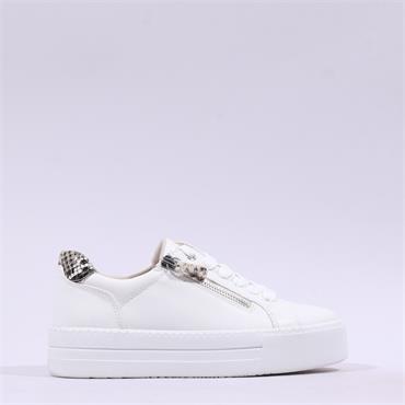 Jana Laced Platform Trainer Side Zip - White
