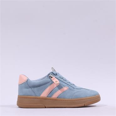 Jana Zango Gum Sole Twin Stripe Trainer - Sky Coral