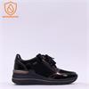 Jana Paro Laced Side Zip Wedge Trainer - Black Combi