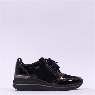 Jana Paro Laced Side Zip Wedge Trainer - Black Combi