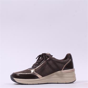 Jana Paro Laced Side Zip Wedge Trainer - Cafe