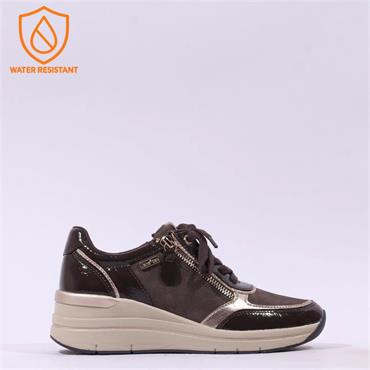 Jana Paro Laced Side Zip Wedge Trainer - Cafe
