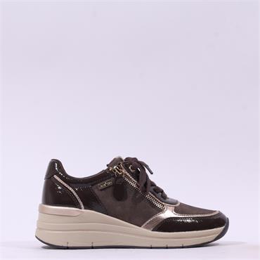 Jana Paro Laced Side Zip Wedge Trainer - Cafe