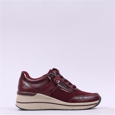 Jana Paro Side Zip Laced Trainer - Bordo