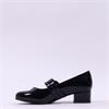 Jana Zatora 2 Strap  Block Heel Shoe - Black Patent