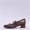 Jana Zatora 2 Strap  Block Heel Shoe - Taupe Patent