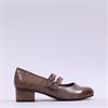 Jana Zatora 2 Strap  Block Heel Shoe - Taupe Patent