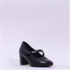 Jana Nebu Strap Block Heel Court Shoe - Black Leather