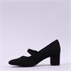 Jana Nebu Strap Block Heel Shoe - Black Suede