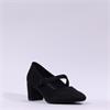 Jana Nebu Strap Block Heel Shoe - Black Suede