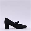 Jana Nebu Strap Block Heel Shoe - Black Suede
