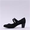 Jana Abura Cross Strap Block Heel Shoe - Black Suede