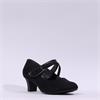 Jana Abura Cross Strap Block Heel Shoe - Black Suede