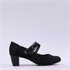 Jana Abura Cross Strap Block Heel Shoe - Black Suede