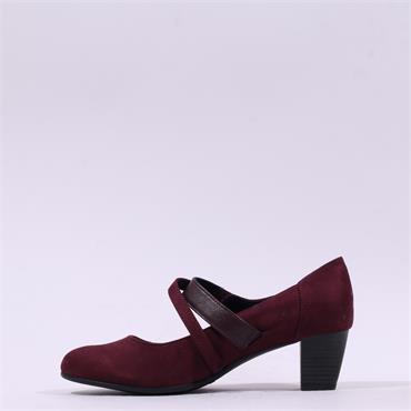 Jana Abura Cross Strap Block Heel Shoe - Bordo